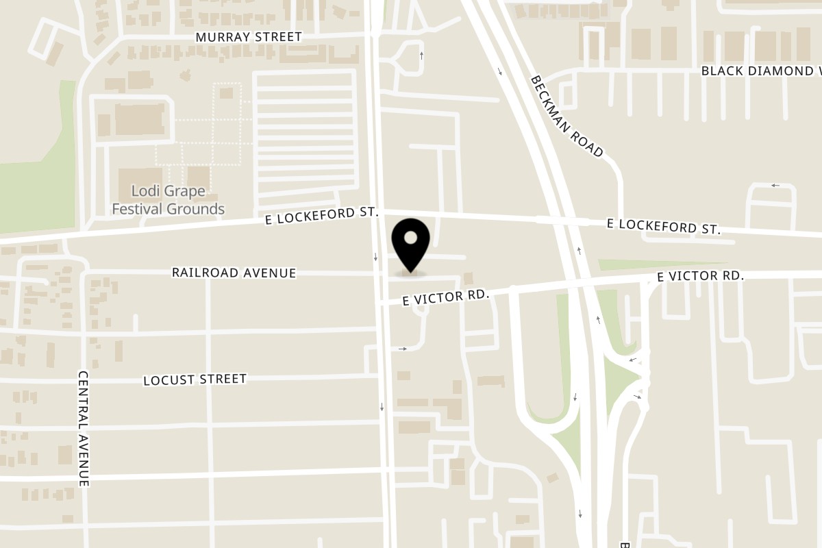Map showing the location of Five Star Burger Lodi on 230 S Cherokee Ln in Lodi